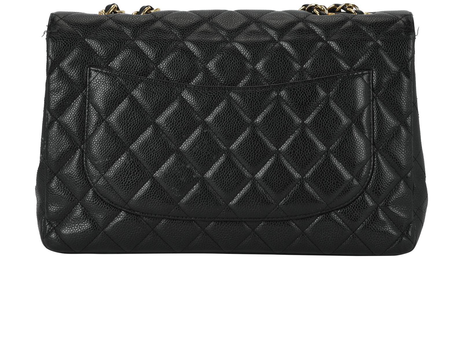 Jumbo Classic Single Flap, &pound;3,800, Handbags, Black, Coated Canvas, Back view